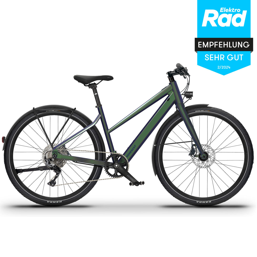 Produktbild eines HoheAcht LUMO Tereno | Trapez E-Bike in der Variante " Rosenkäfer "