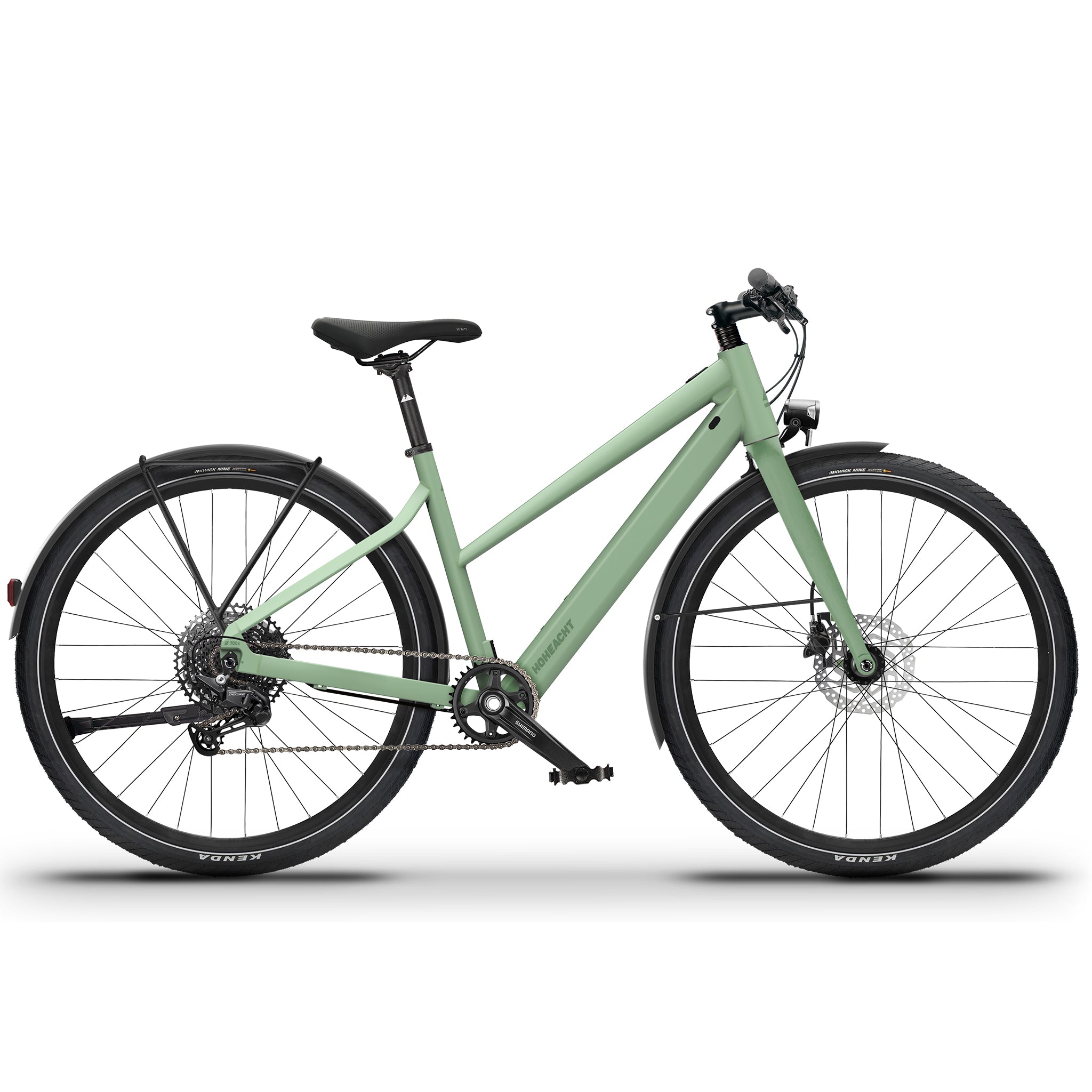 Produktbild eines HoheAcht LUMO Terra | Trapez E-Bike in der Variante " Bergminze "